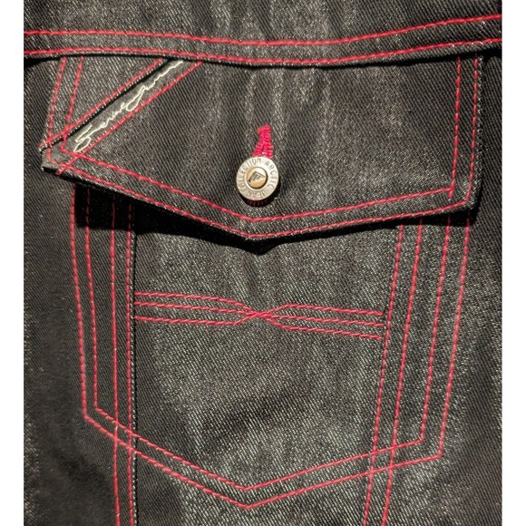 Deadstock Y2K Arctic Serial Jean Black Denim Jacket 2XL Glanz Hip Hop Urban NWT - Picture 9 of 16